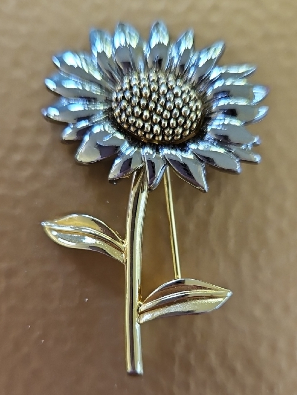 Liz Claiborne Gold and Silver Sunflower Brooch